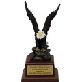 Resin Eagle Sculpture w/Wood Base & Engraving Plate (9")